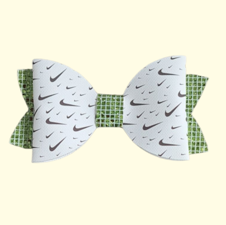 Swoosh Chunky Green Glitter Hair Bow