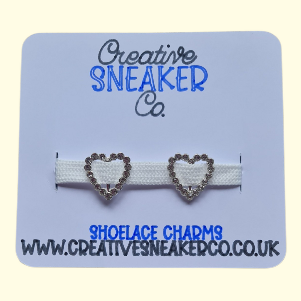 Silver Bling Heart Shoelace Charms
