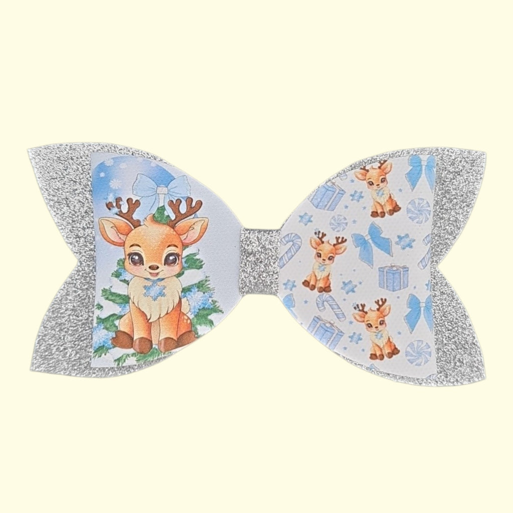 Blue Reindeer Standard Hair Bow