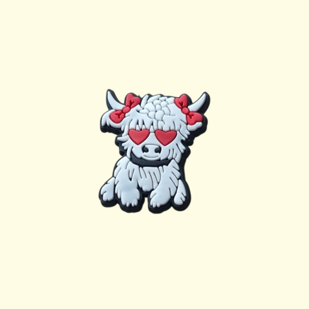 Highland Cows White Crocs Charms x4