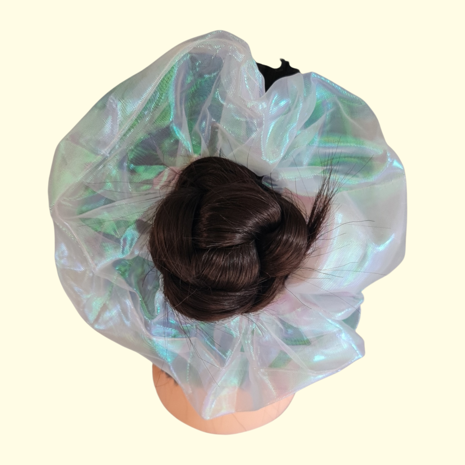 Puff Irridescent White Hair Scrunchie