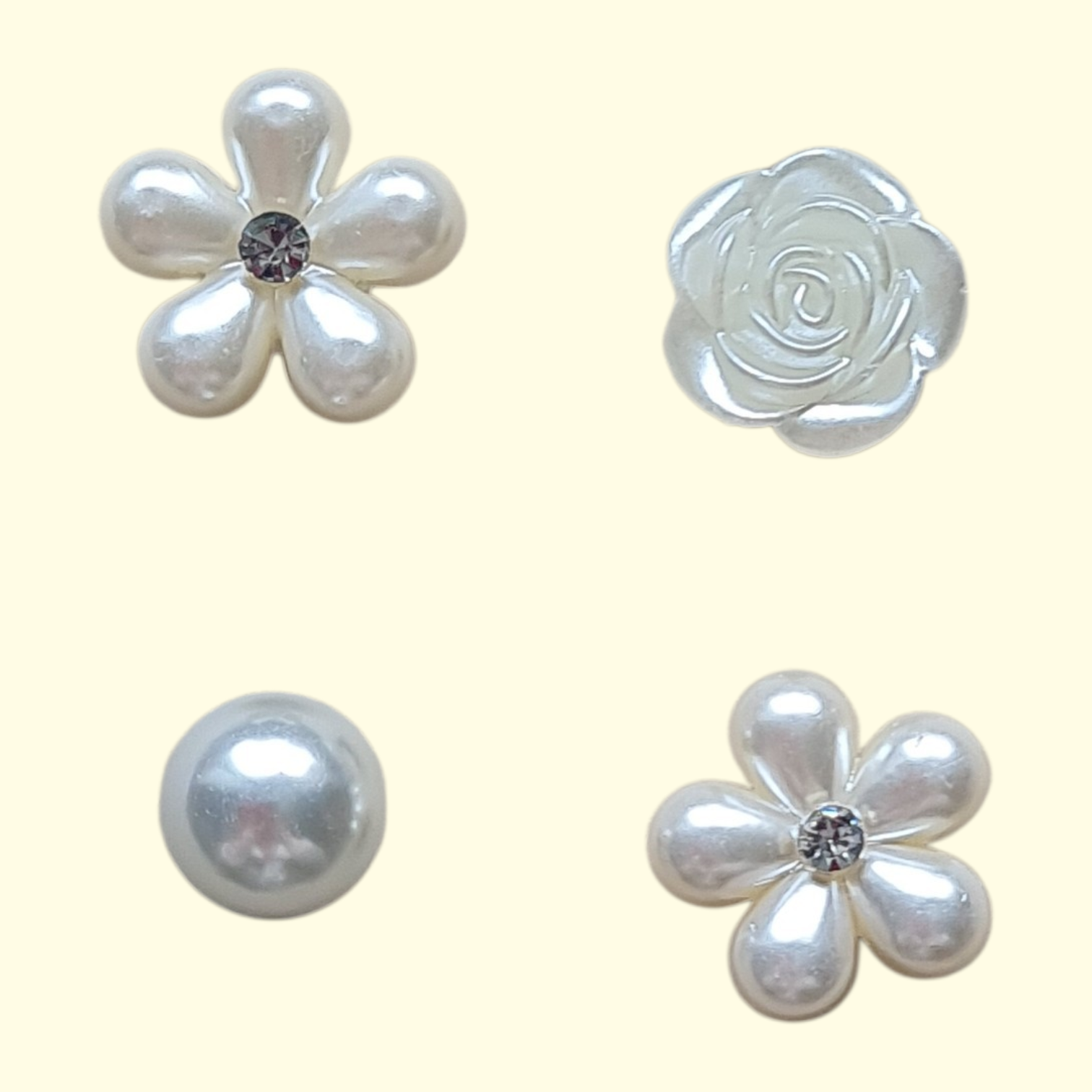 Pearl Flower Crocs Charms x4