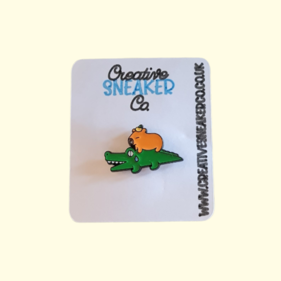 Capybara Crocodile Pin Badge