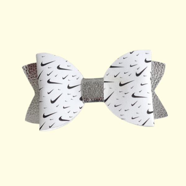 Swoosh Silver Glitter Hair Bow