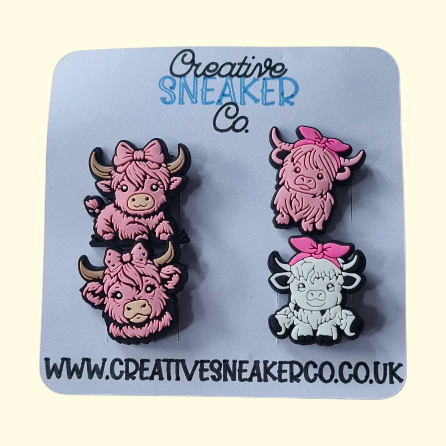 Highland Cows Bows Crocs Charms x4