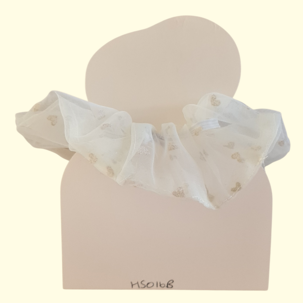 Puff Heart White Hair Scrunchie