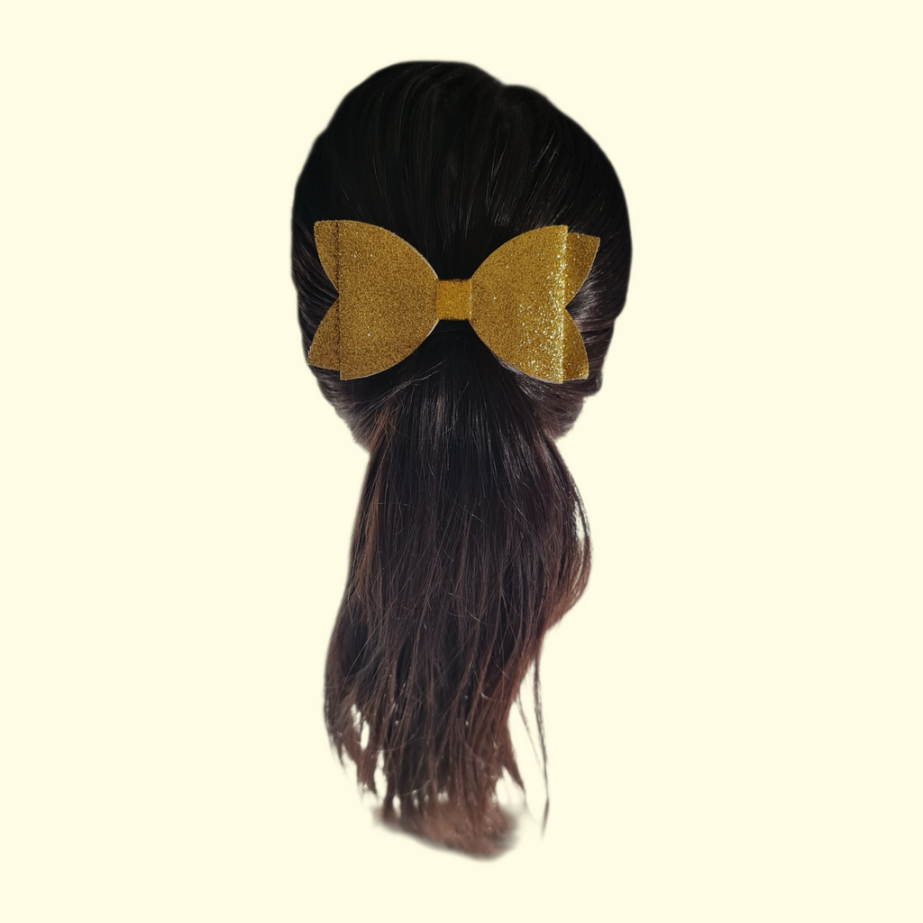Gold Glitter Hair Bow