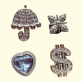 Gold Bling Umbrella Crocs Charms x4