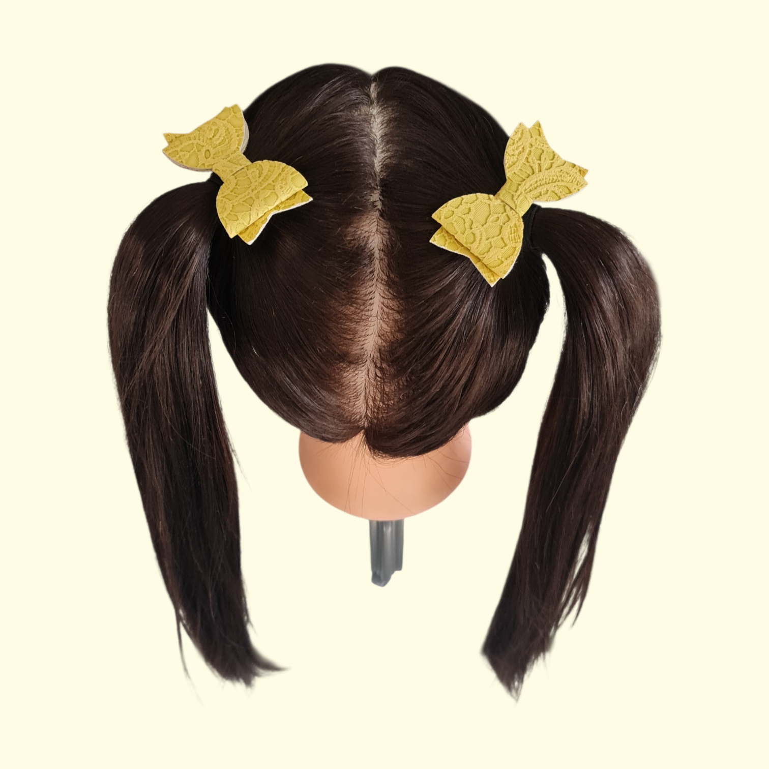 Lace Yellow Hair Bow x2