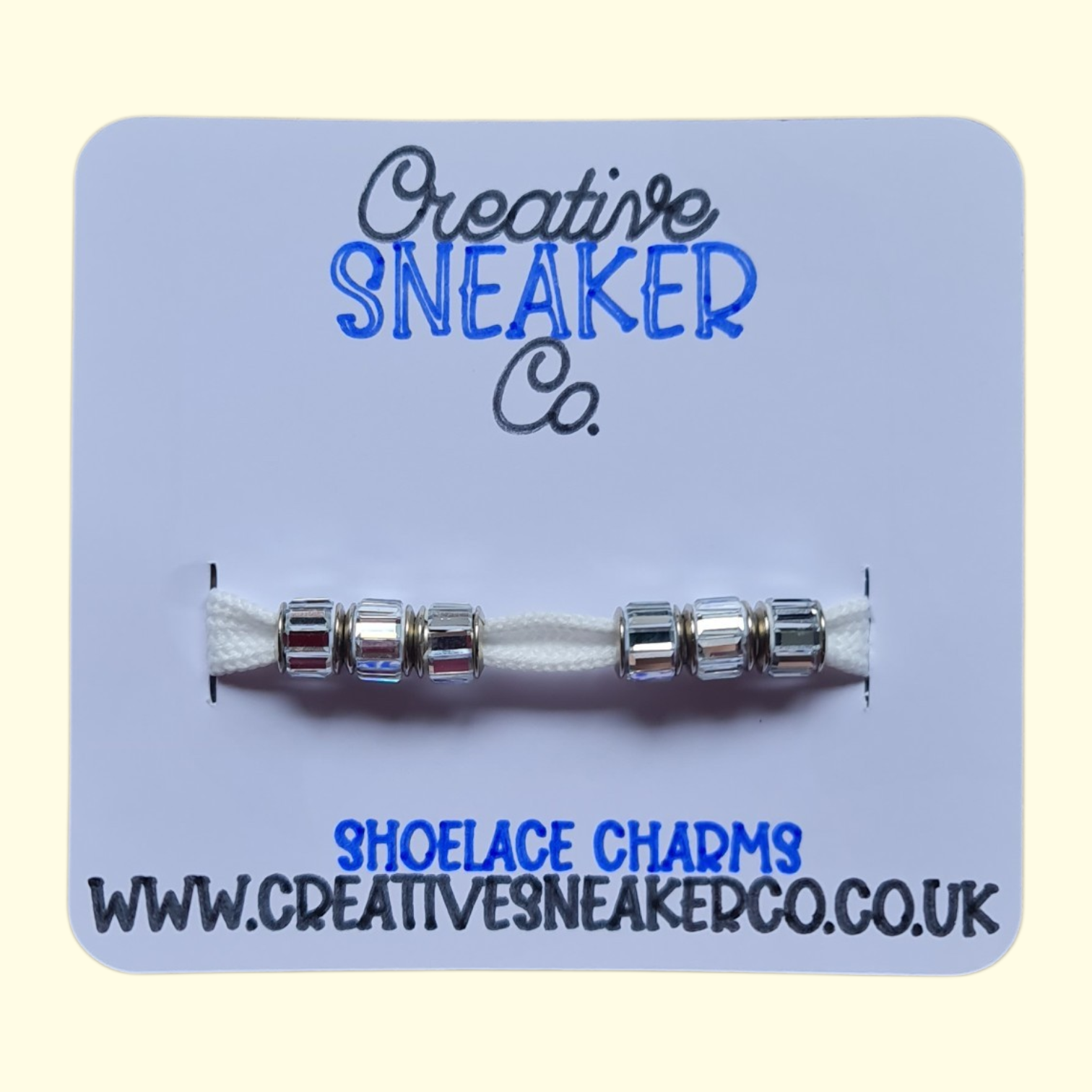 Silver Bling Gem Spacer Shoelace Charms