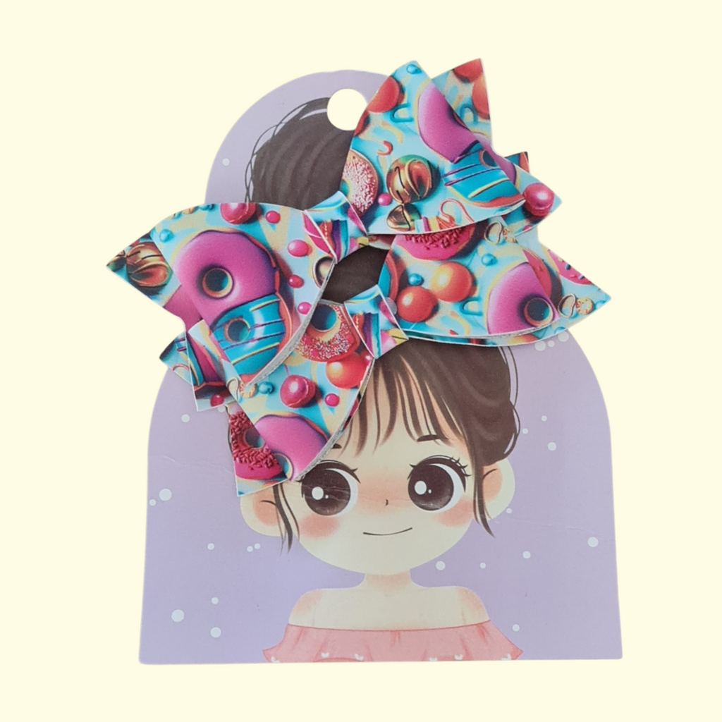 Donut Blue and Pink Hair Bow x2