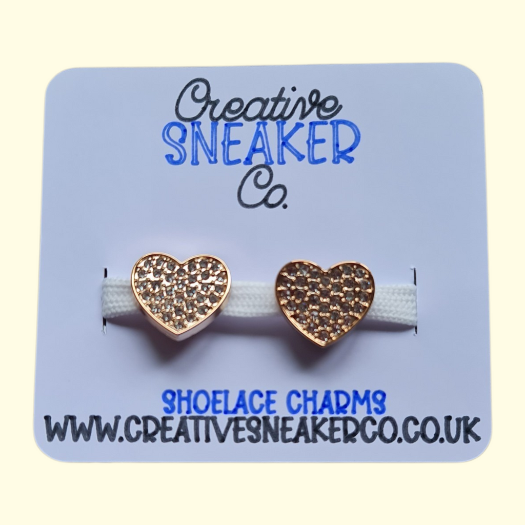 Gold Bling Heart Shoelace Charms