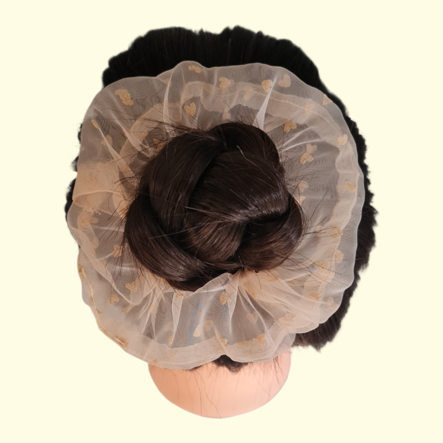 Puff Heart Cream Hair Scrunchie