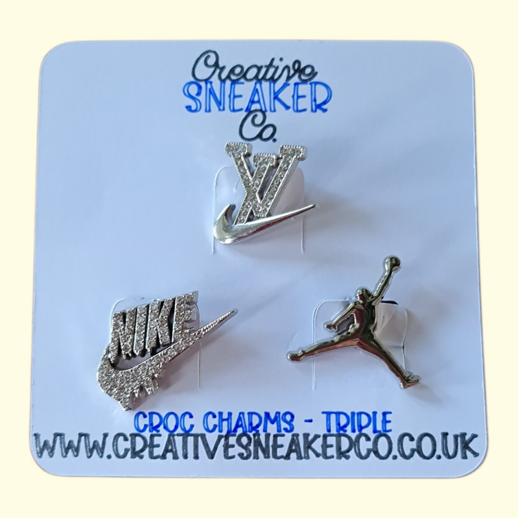 Silver Jumpman Bling Crocs Charms x3