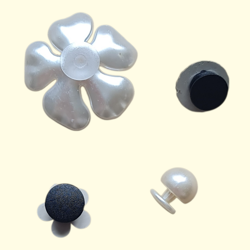Gold Pearl Flower Crocs Charms x4