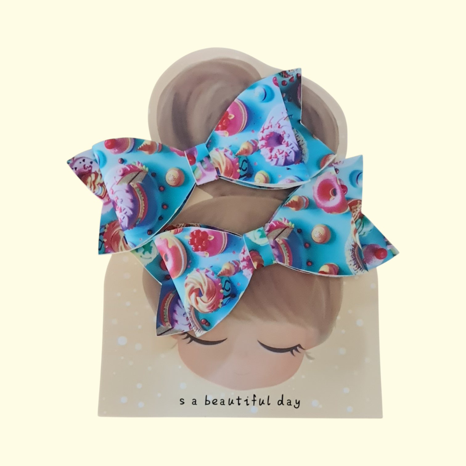Cakes Blue Hair Bow x2