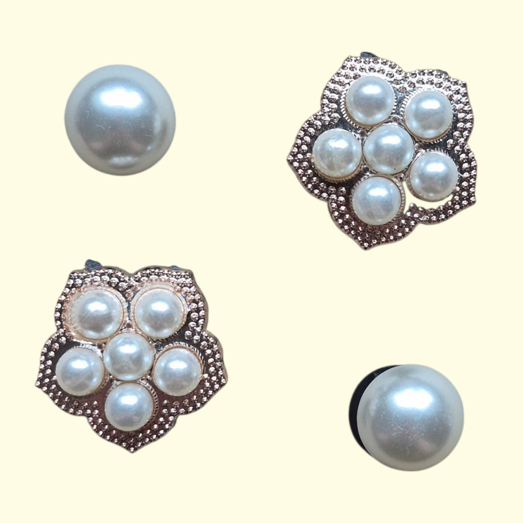 Gold Pearl Flower Crocs Charms x4
