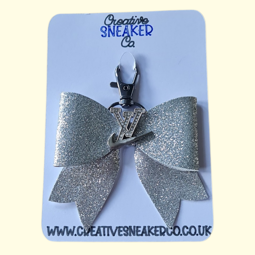 Silver Glitter Silver LV Swoosh Bag Charm