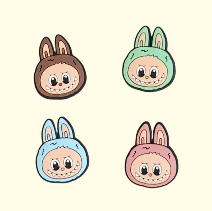 Labubu Face Crocs Charms x4