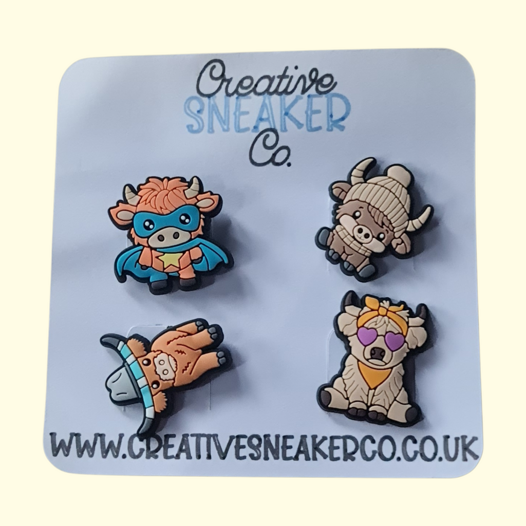 Highland Cows Hero Crocs Charms x4