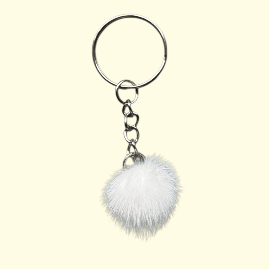 Pom Pom White Keyring