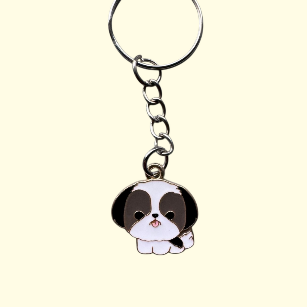Dog White Keyring