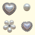 Gold Pearl Heart Crocs Charms x4