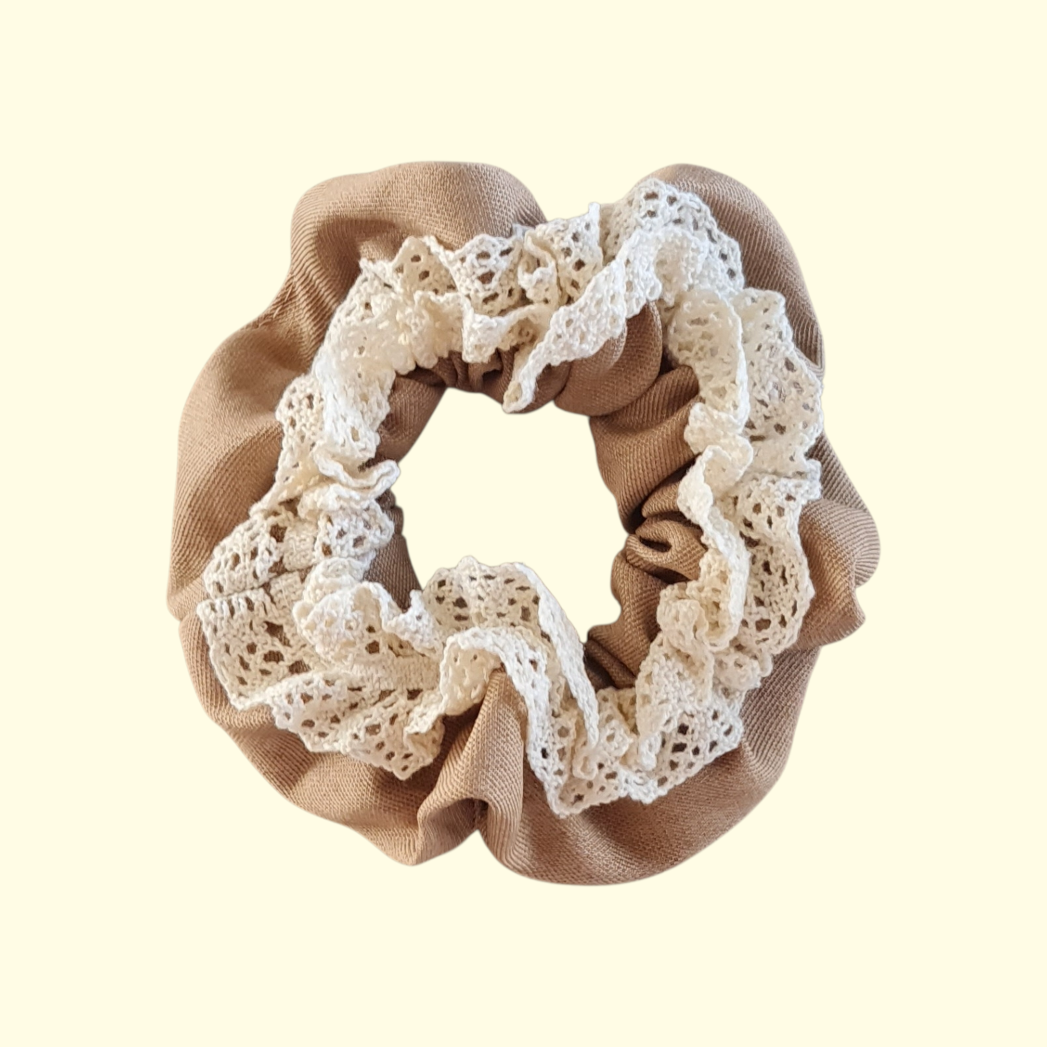 Lace Tan Hair Scrunchie