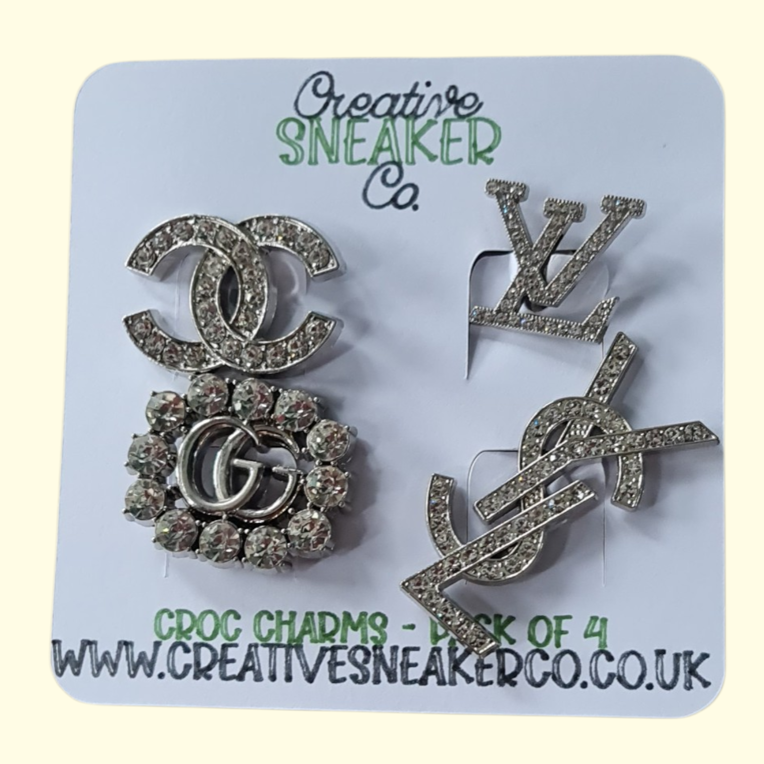 Silver Bling Designers Crocs Charms x4