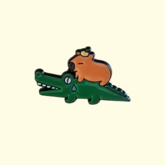 Capybara Crocodile Pin Badge