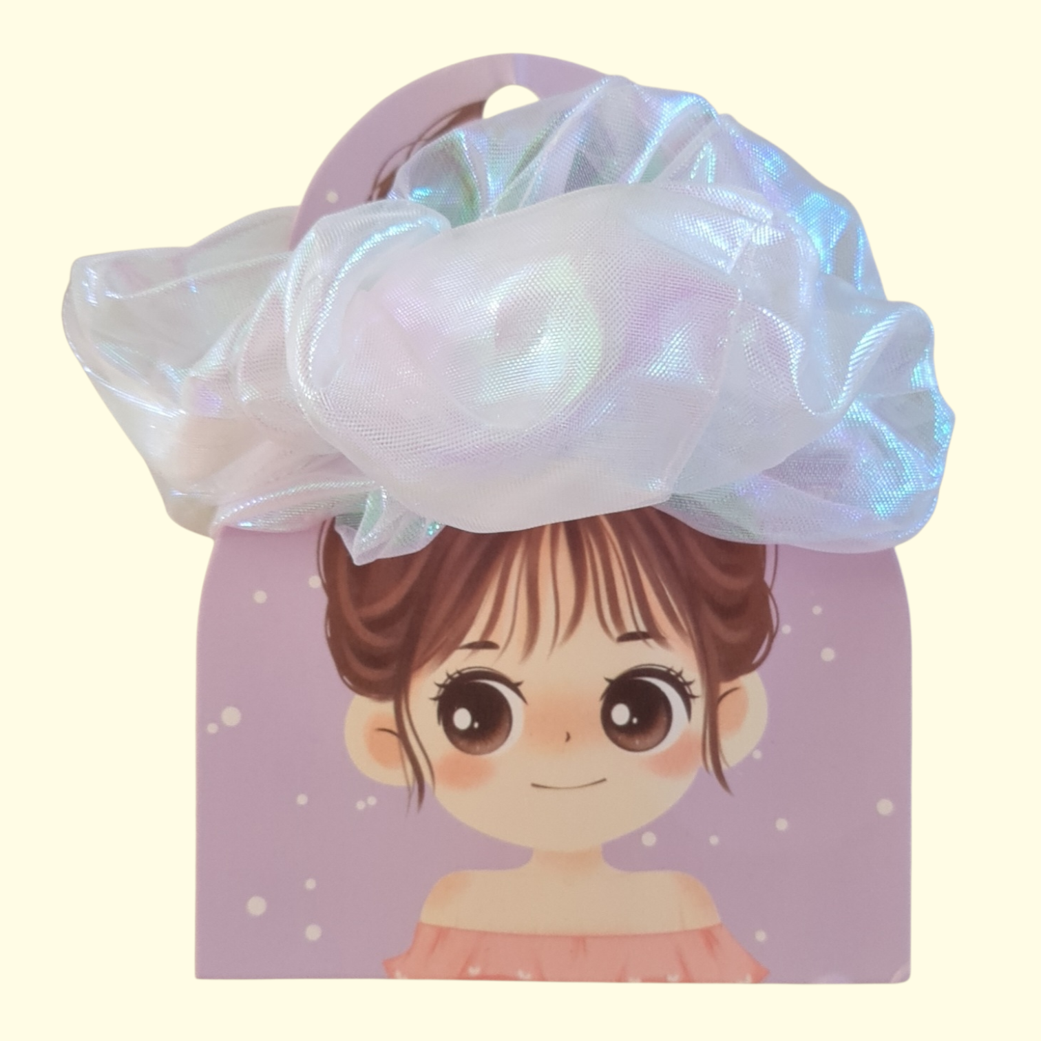 Puff Irridescent White Hair Scrunchie