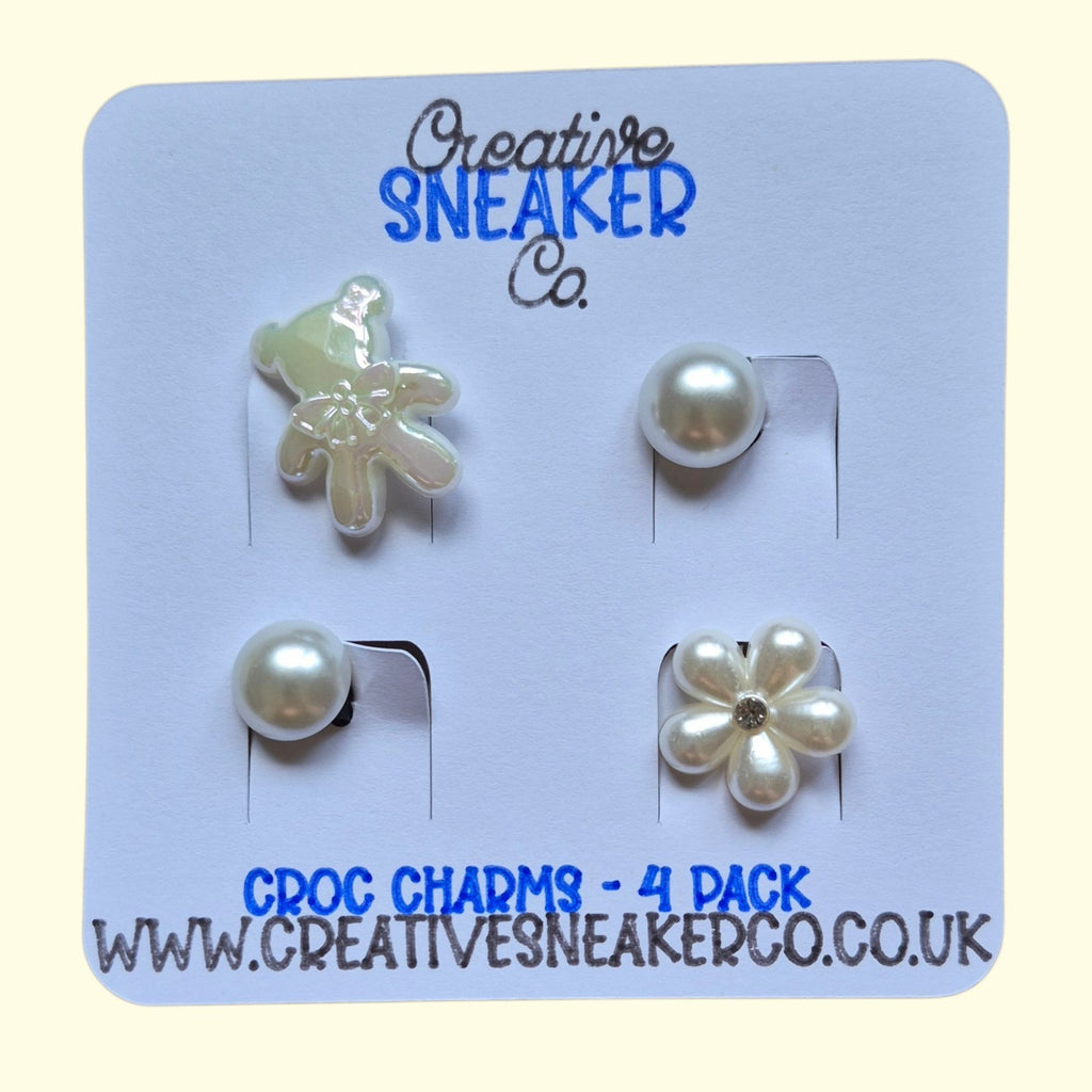 Pearl Teddy Crocs Charms x4