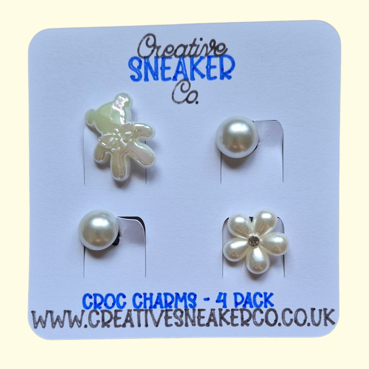 Pearl Teddy Crocs Charms x4