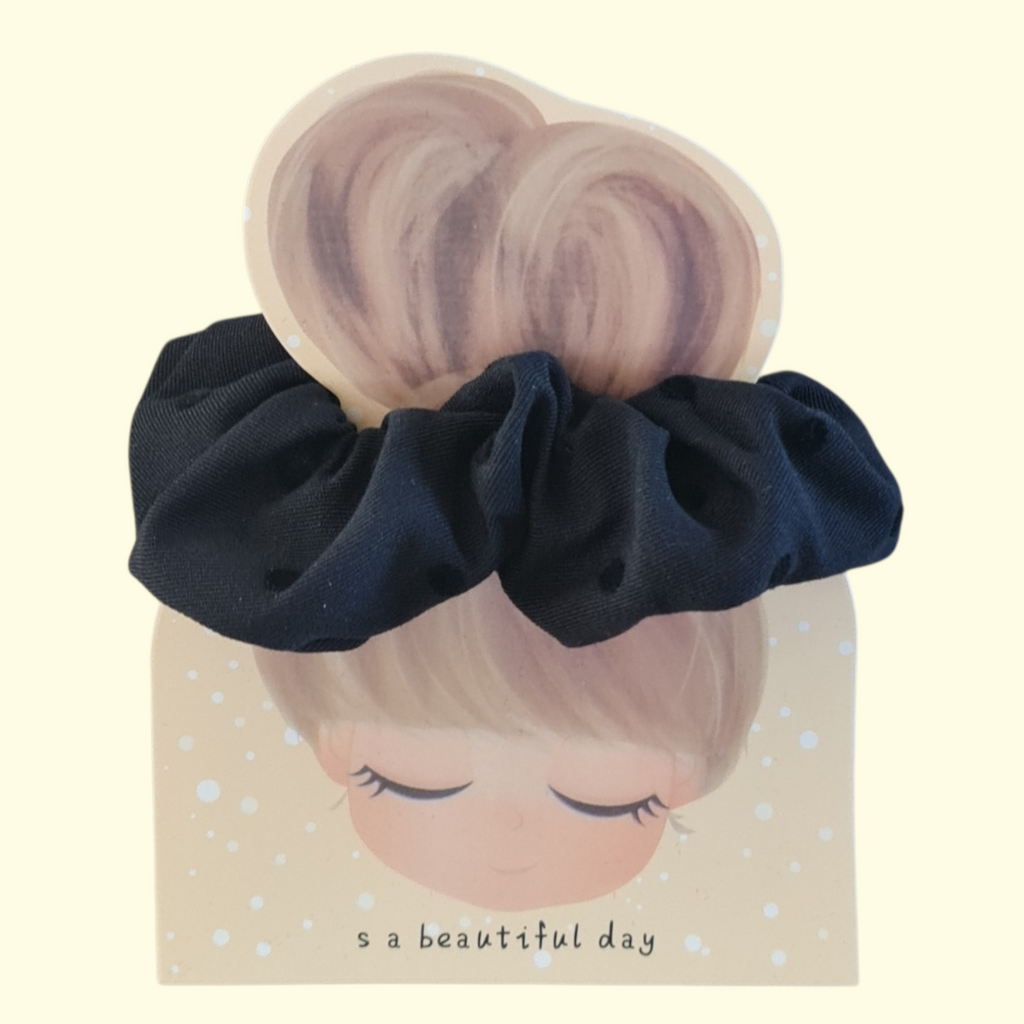 Black Spot Hair Scrunchie