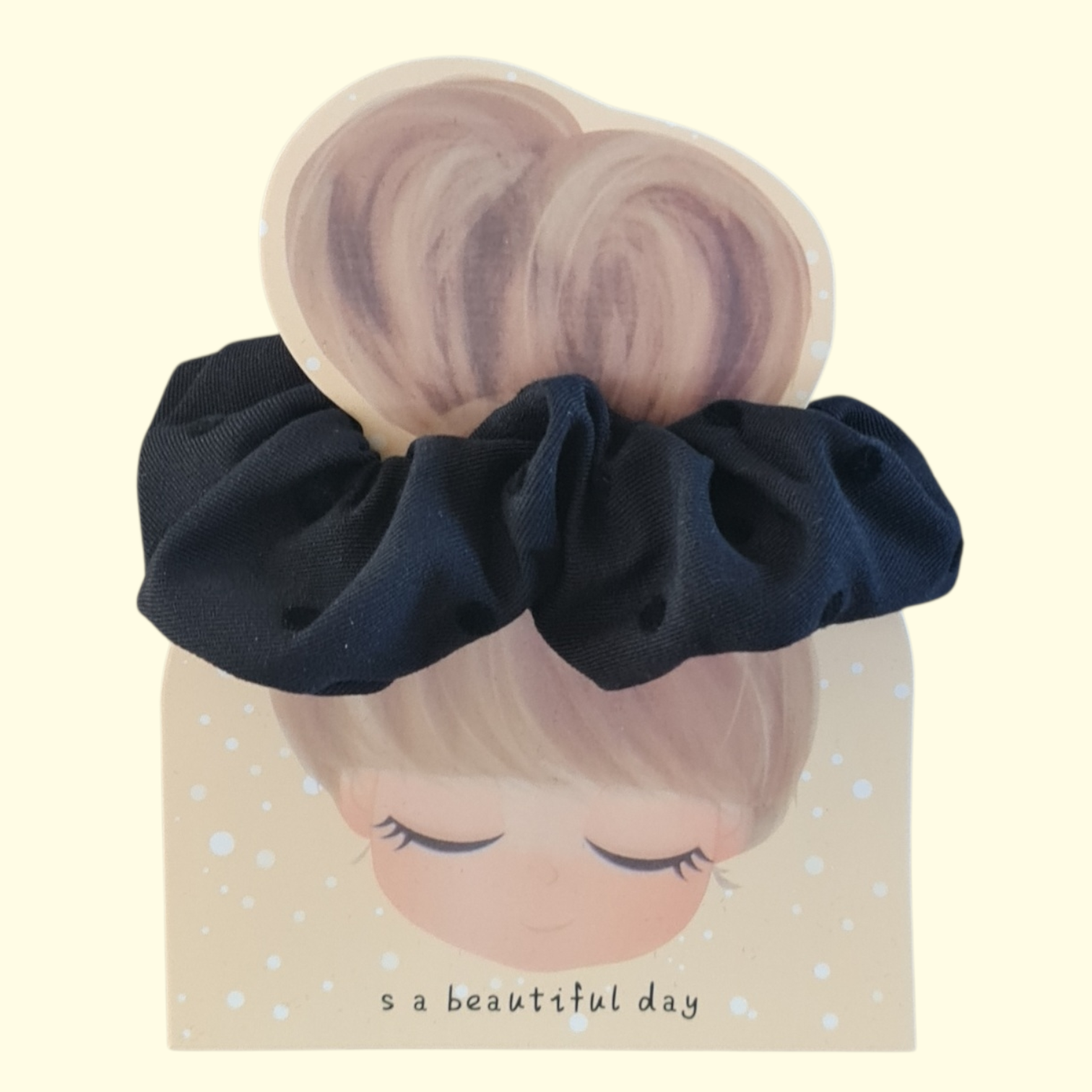 Black Spot Hair Scrunchie