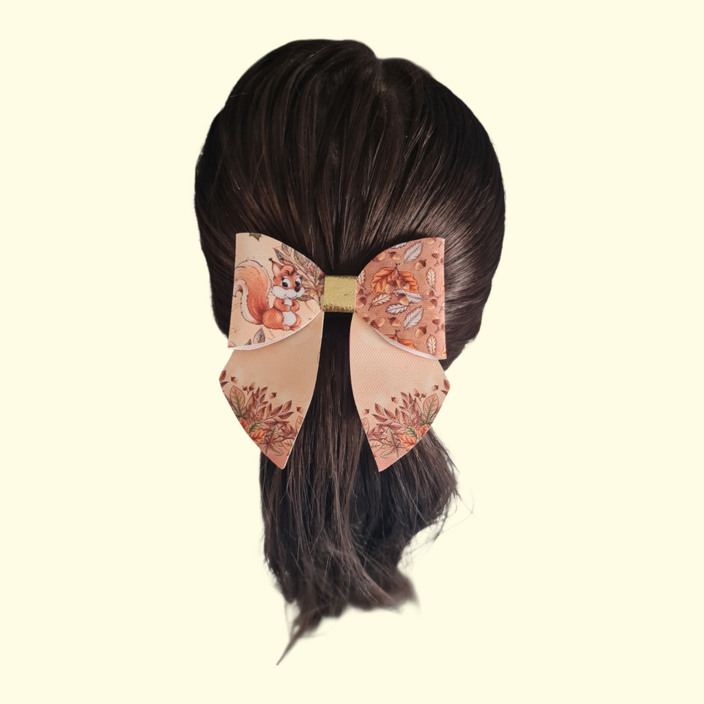 Autumn Squirrel Sailor Hair Bow