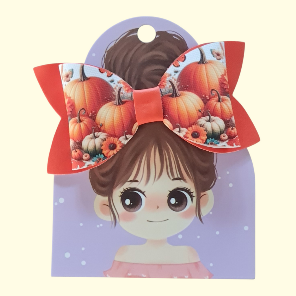 Autumn Orange Pumpkin Hair Bow