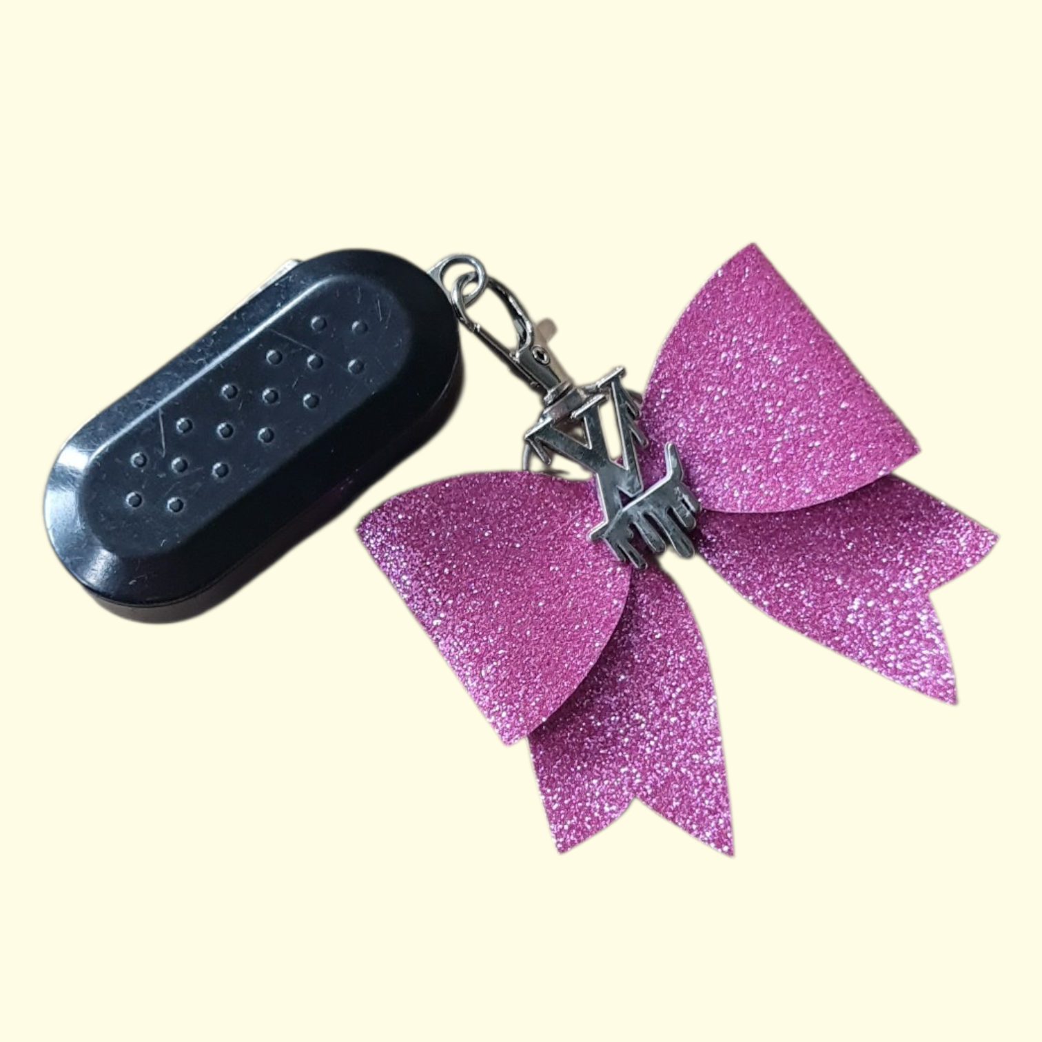 Pink Glitter Silver LV Drip Bag Charm