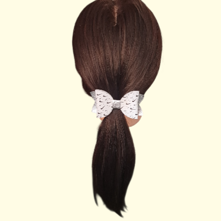 Swoosh Silver Glitter Hair Bow