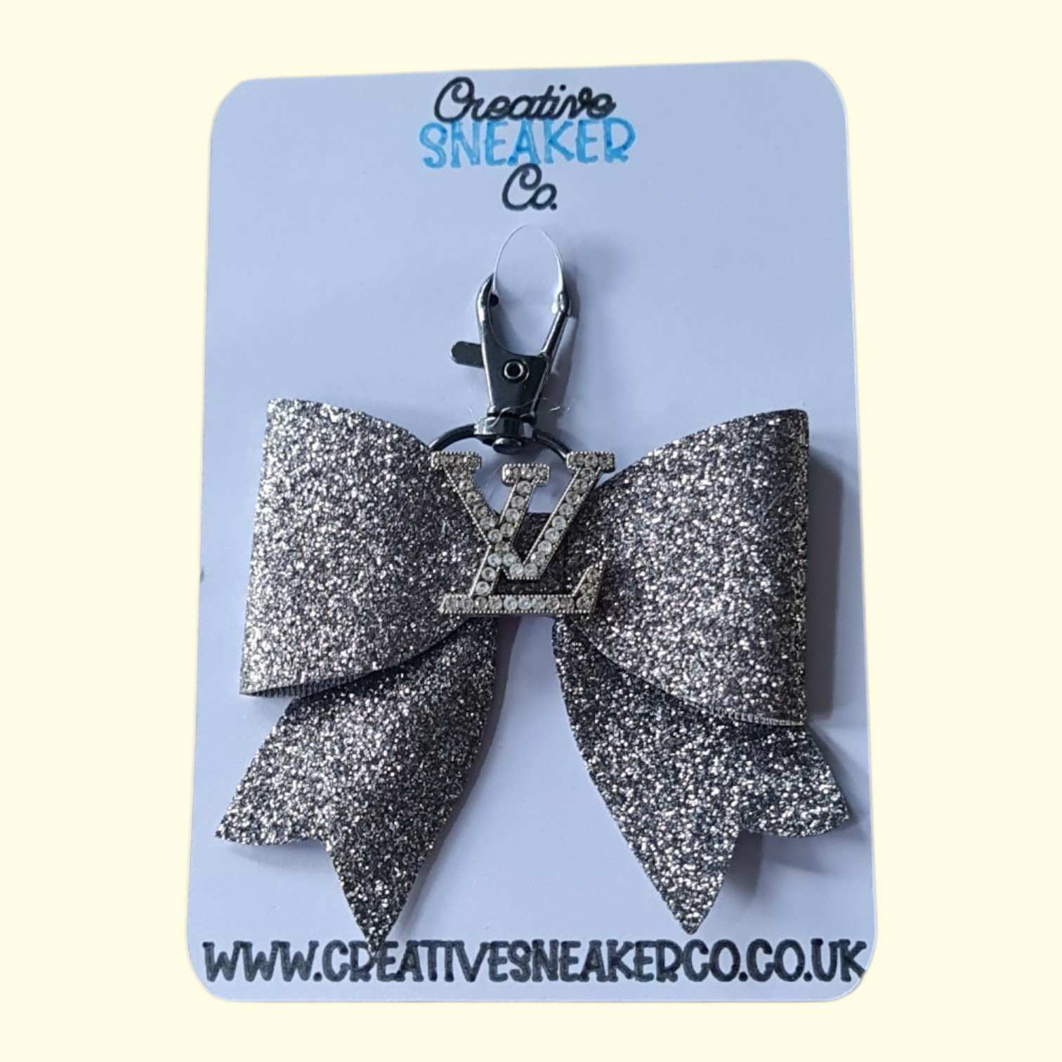 Charcoal Glitter Silver LV Bag Charm