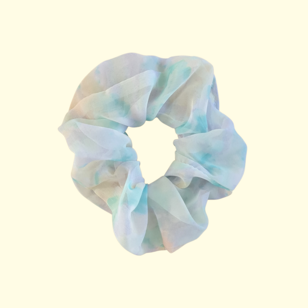 Puff Teal Print Hair Scrunchie