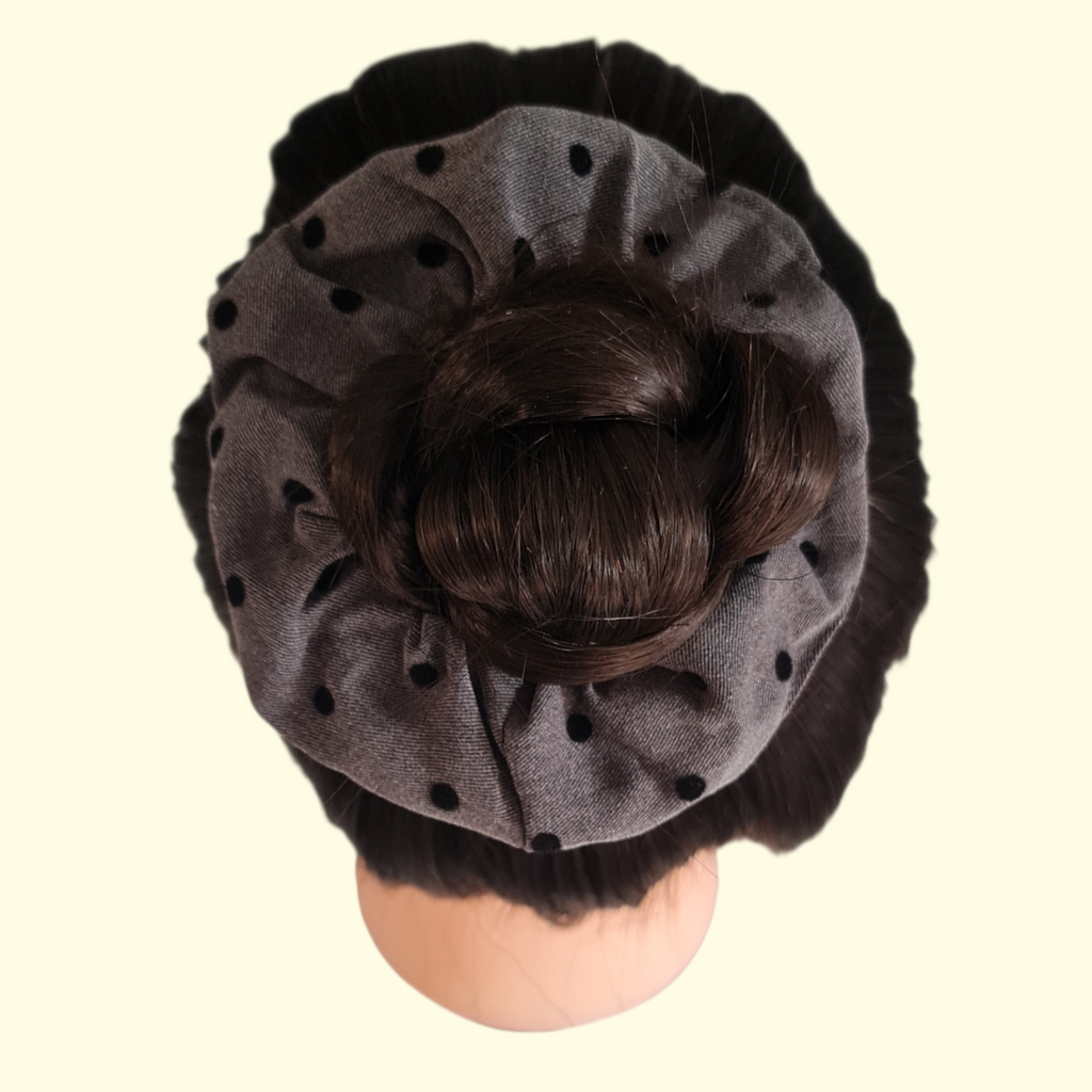 Grey Spot Hair Scrunchie