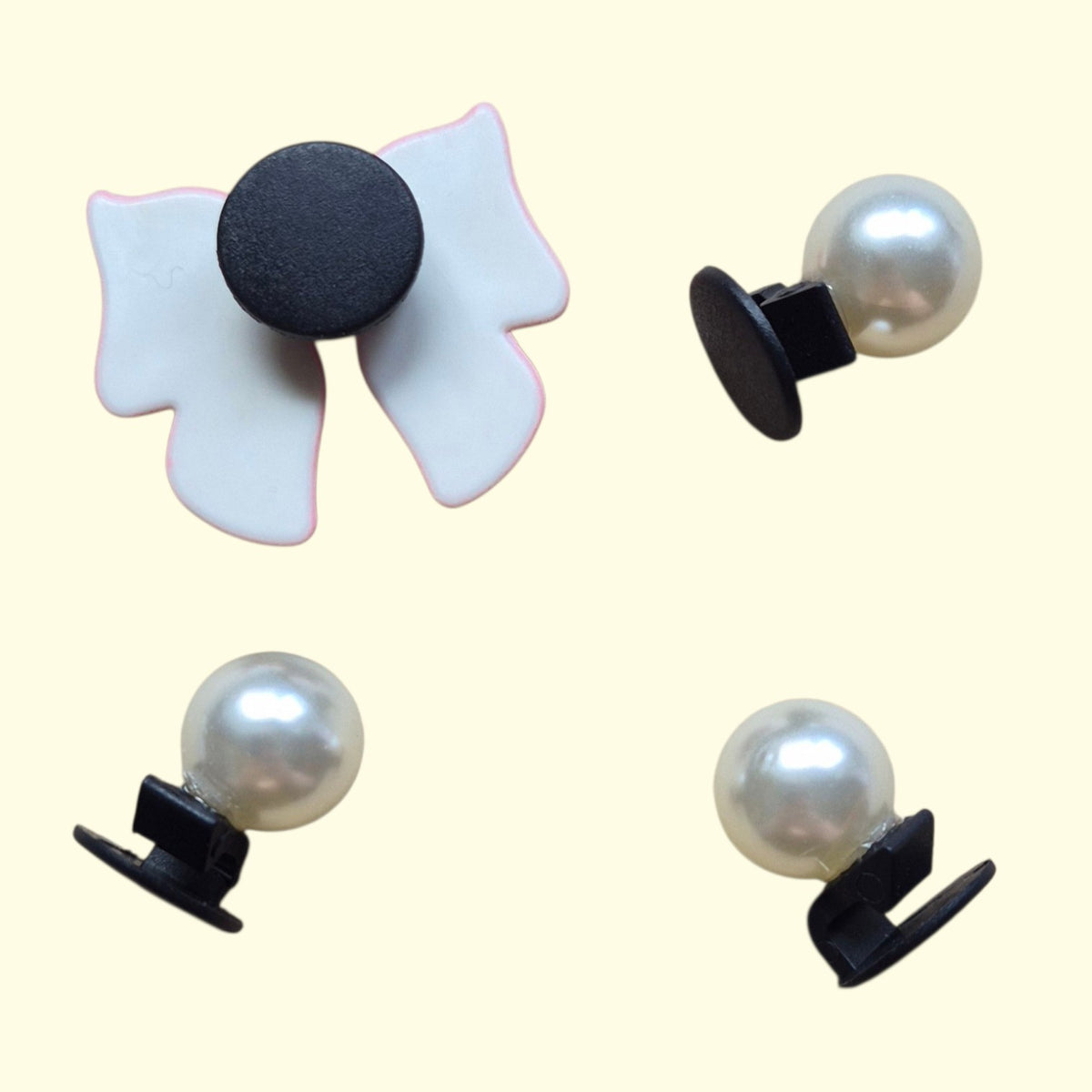 Pink Pearl Bow Bling Crocs Charms x4