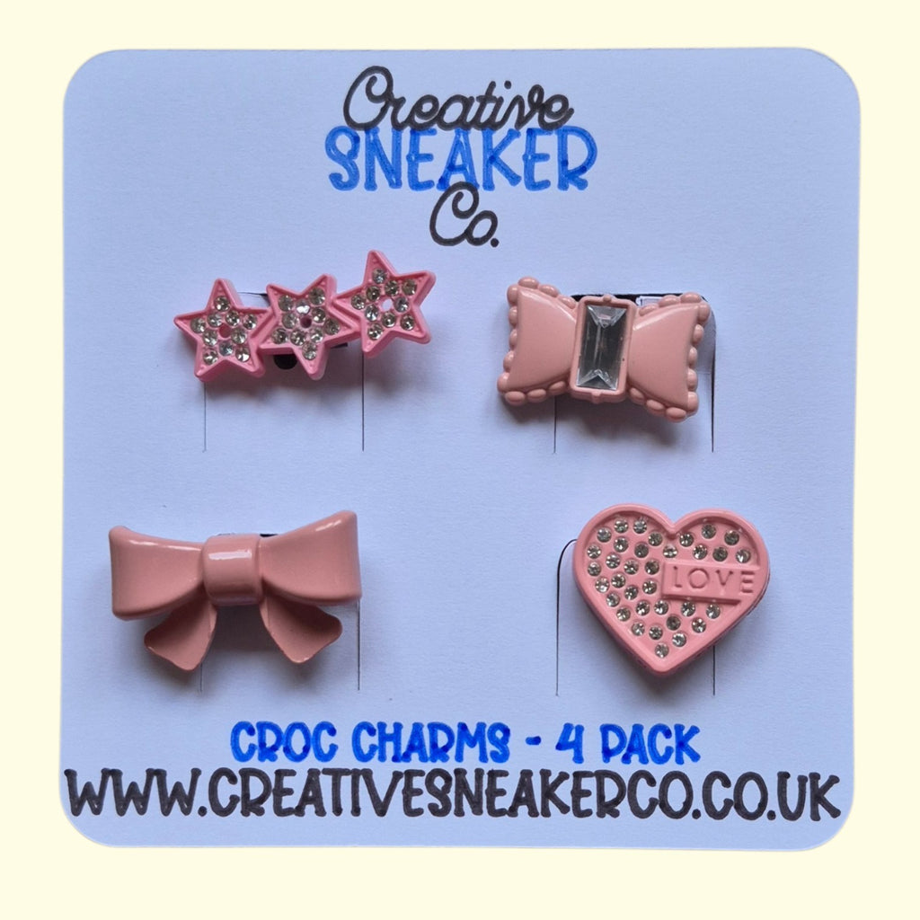 Pink Bow Bling Crocs Charms x4