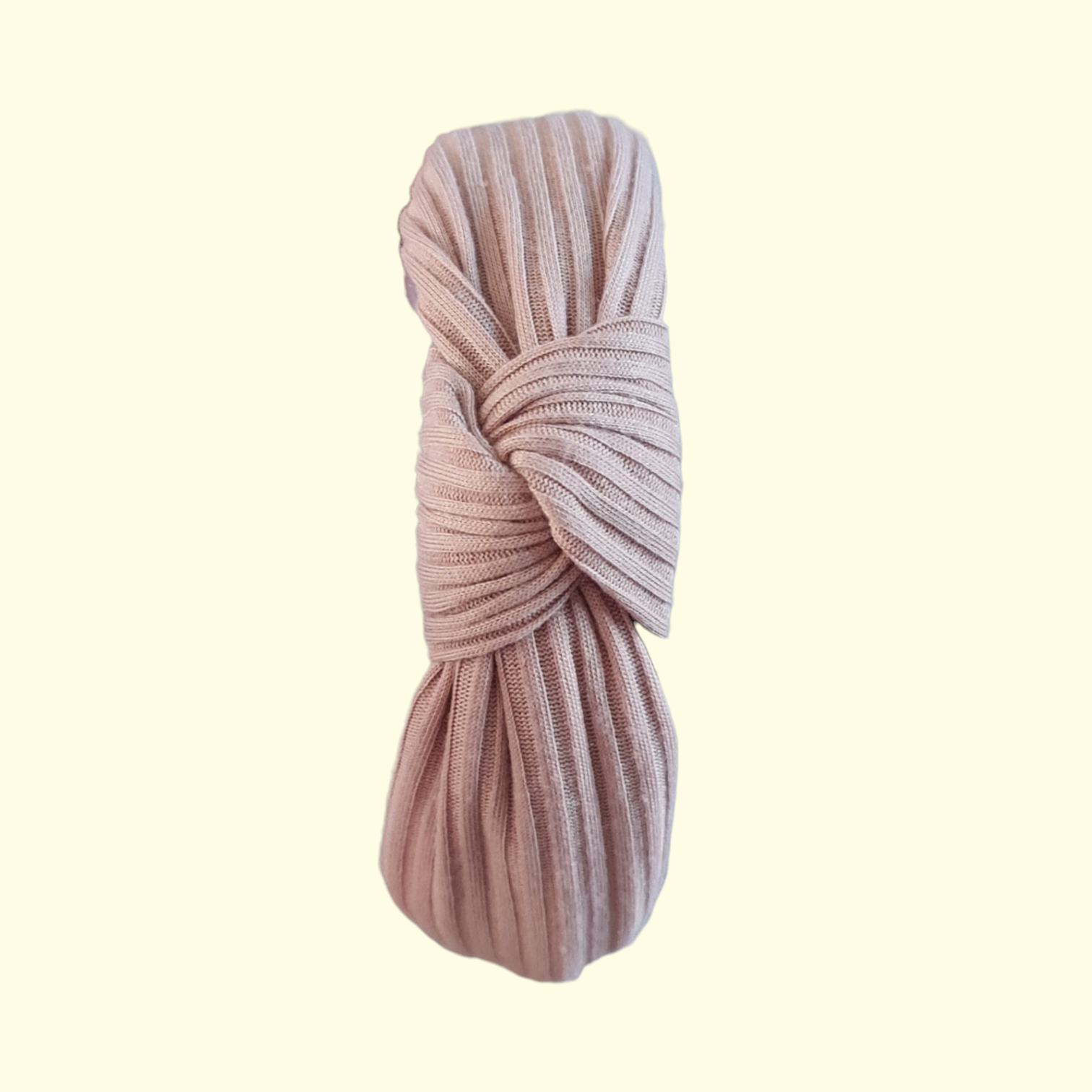 Ribbed Beige Knot Headband