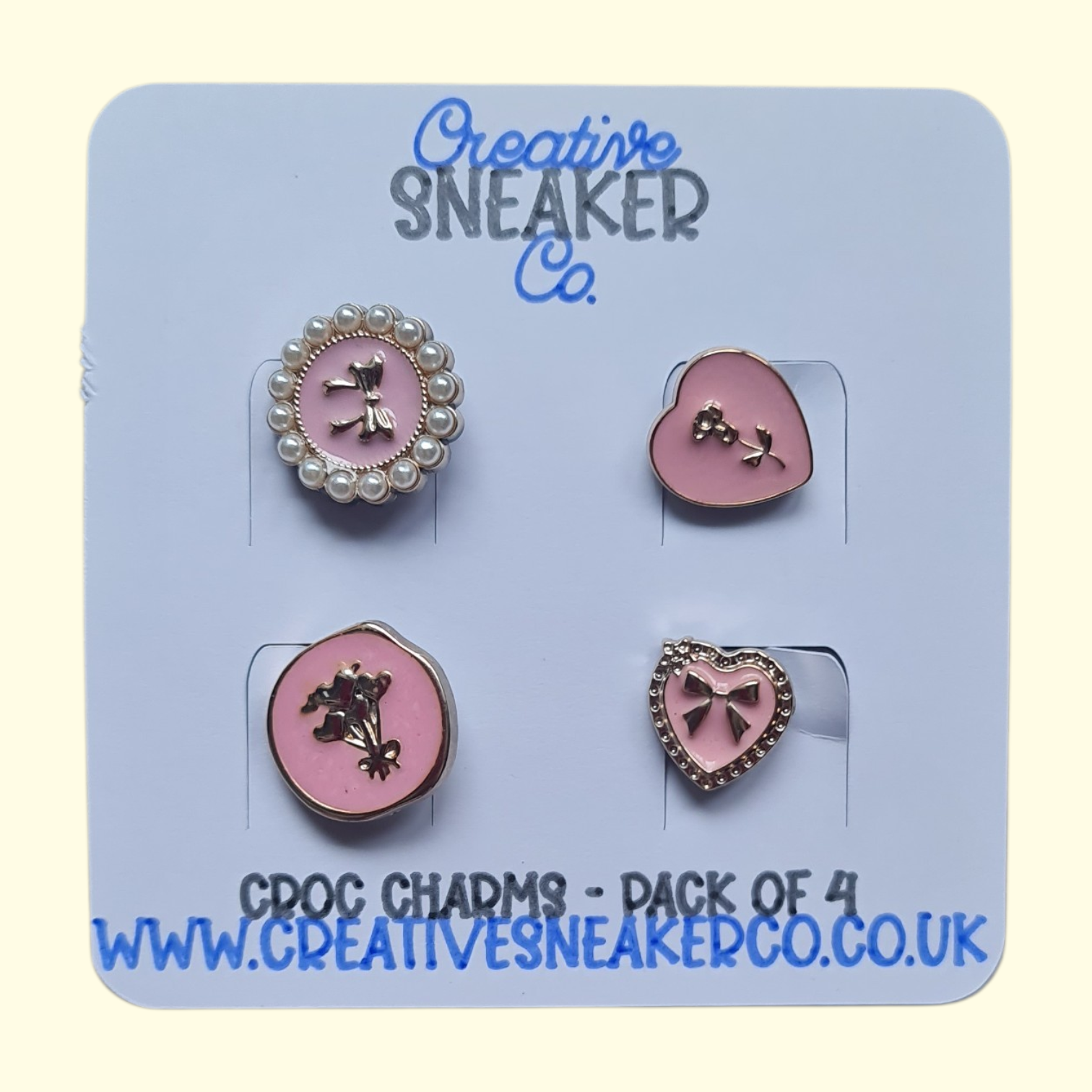 Pink Bow Bling Crocs Charms x4