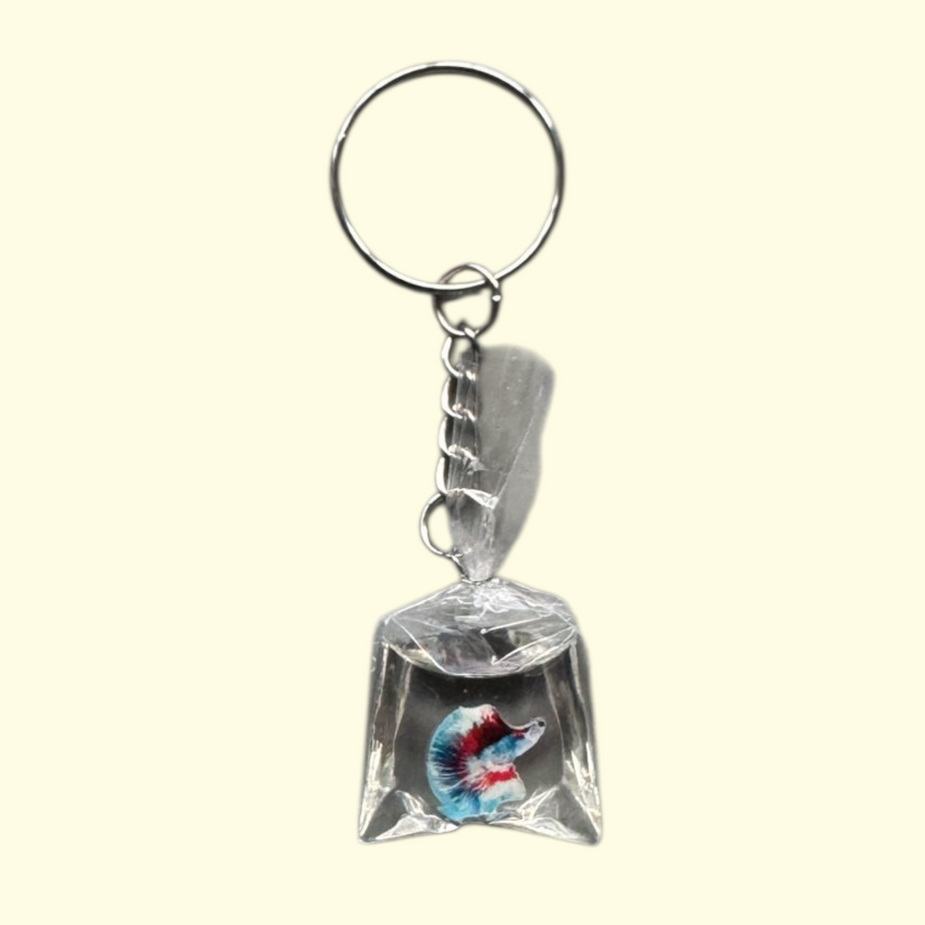 Fish In A Bag Red Keyring