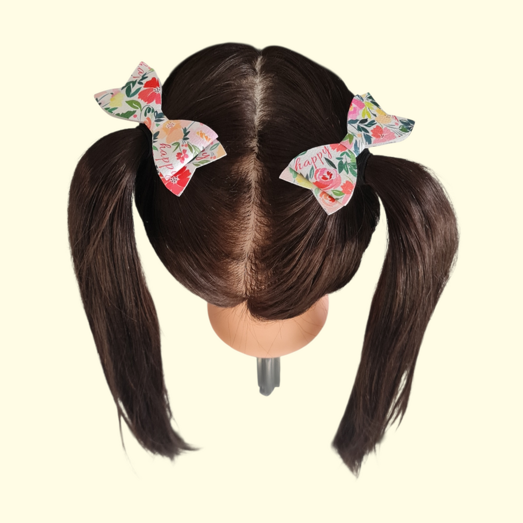 Floral Happy Hair Bow x2